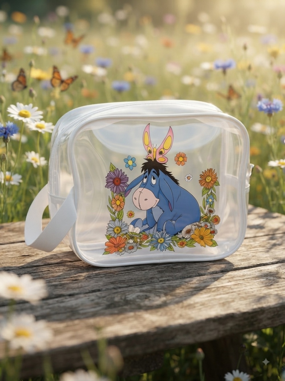 Clear Kids cosmetic Bag with Eeyore Floral Print